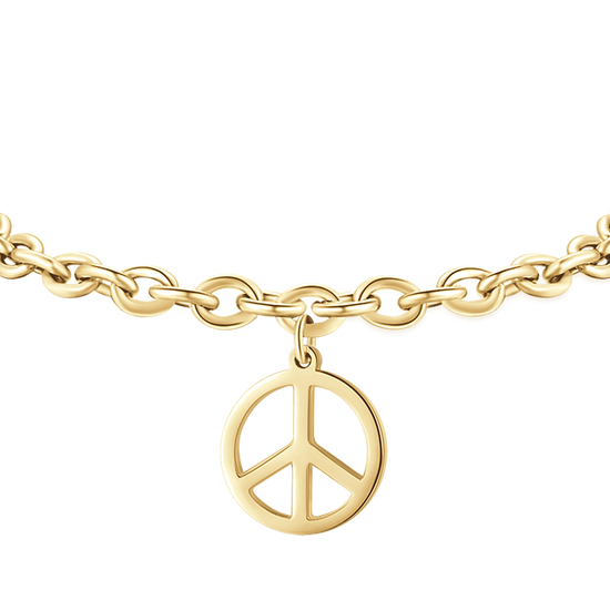 GOLD-PLATED STEEL WOMEN'S BRACELET WITH PEACE SYMBOL