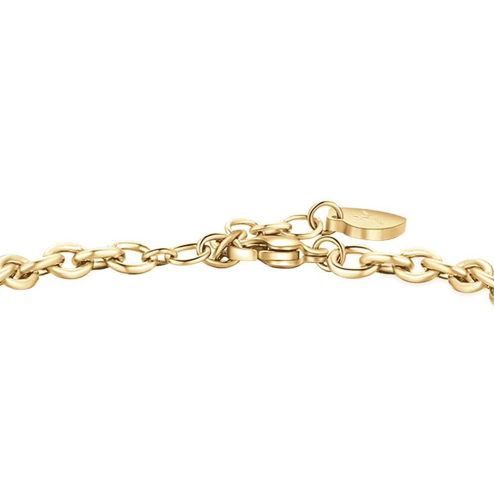 GOLD-PLATED STEEL WOMEN'S BRACELET WITH PEACE SYMBOL