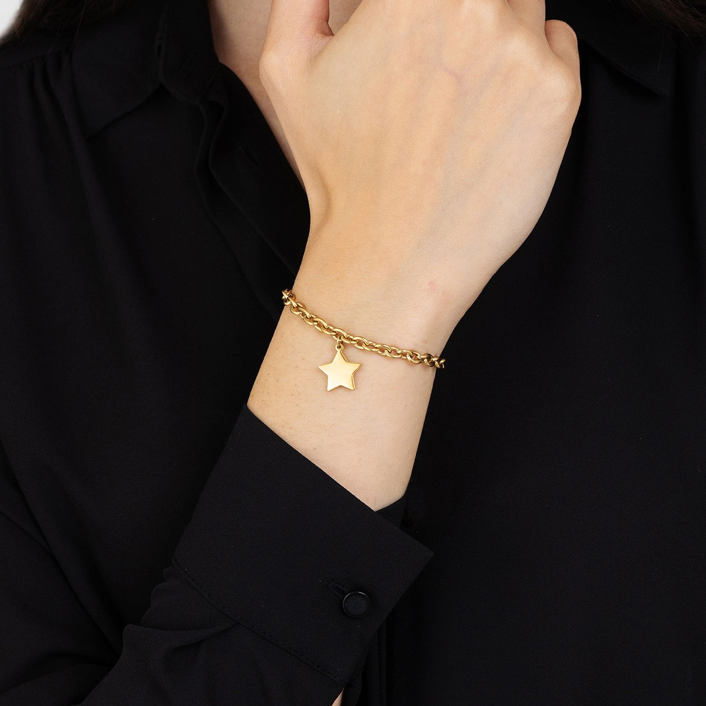 WOMEN'S GOLD STEEL BRACELET WITH STAR