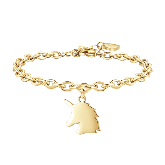 GOLD STEEL WOMEN'S BRACELET WITH UNICORN