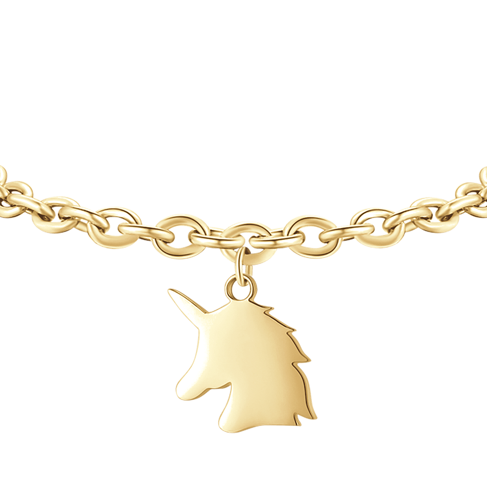 GOLD STEEL WOMEN'S BRACELET WITH UNICORN