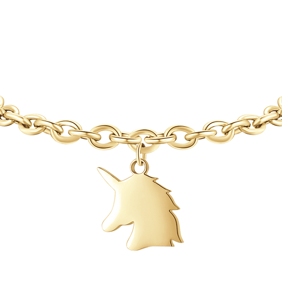 GOLD STEEL WOMEN'S BRACELET WITH UNICORN