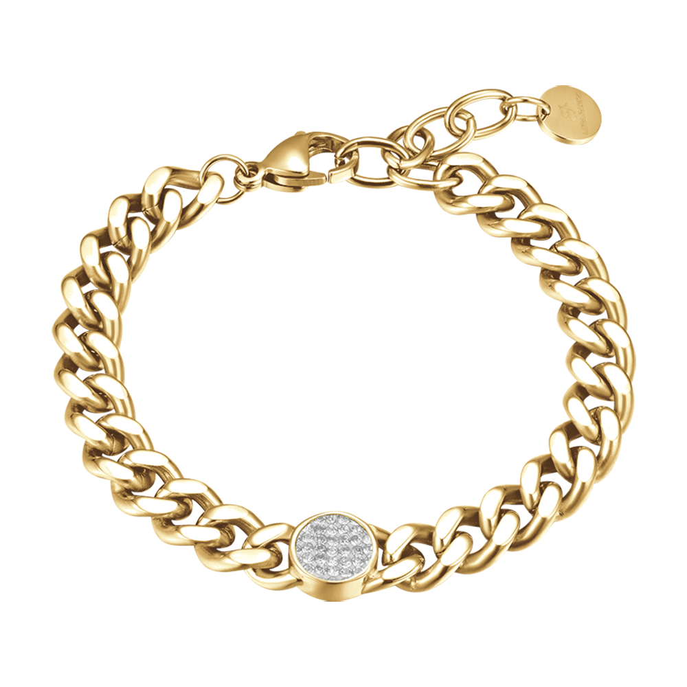 WOMAN'S GOLDEN STEEL BRACELET WITH ELEMENT AND WHITE CRYSTALS Luca Barra