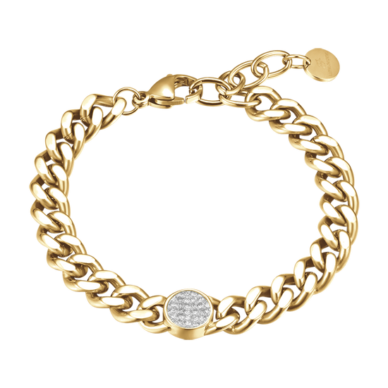 WOMAN'S GOLDEN STEEL BRACELET WITH ELEMENT AND WHITE CRYSTALS Luca Barra