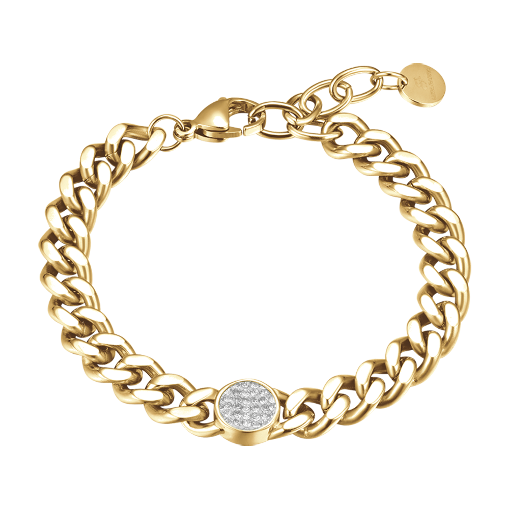 GOLD STEEL WOMEN'S BRACELET WITH ELEMENT AND WHITE CRYSTALS