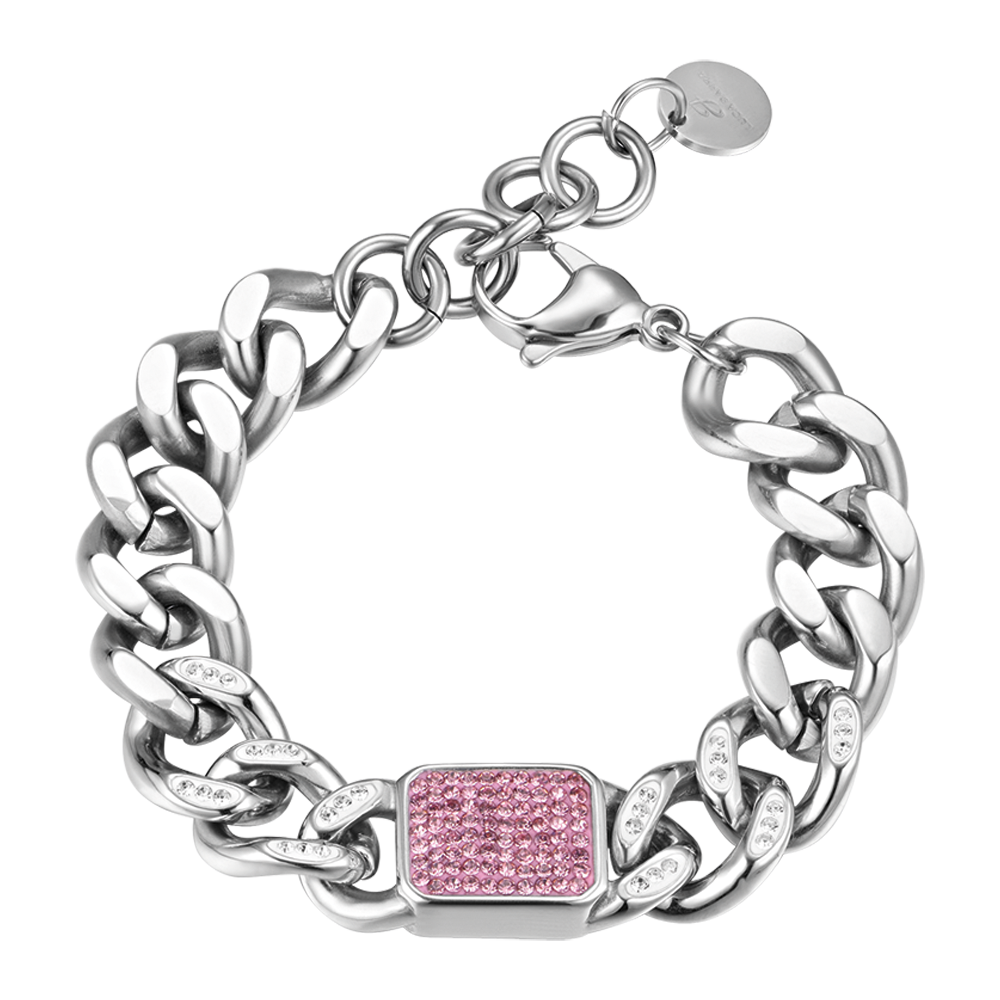 WOMAN'S BRACELET IN STEEL WITH FUCHSIA CRYSTALS Luca Barra