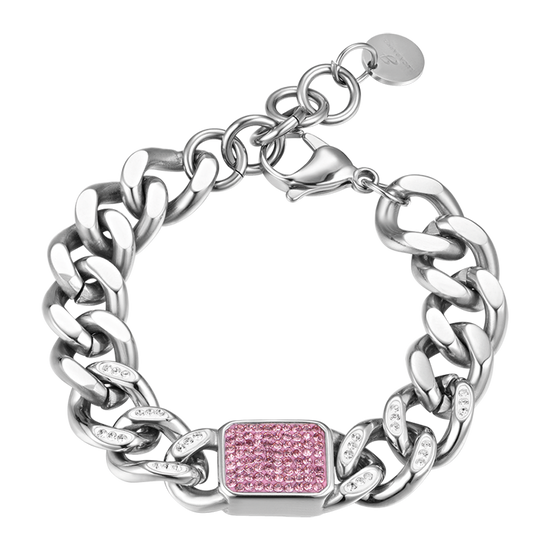 WOMEN'S STEEL BRACELET WITH FUCHSIA CRYSTALS