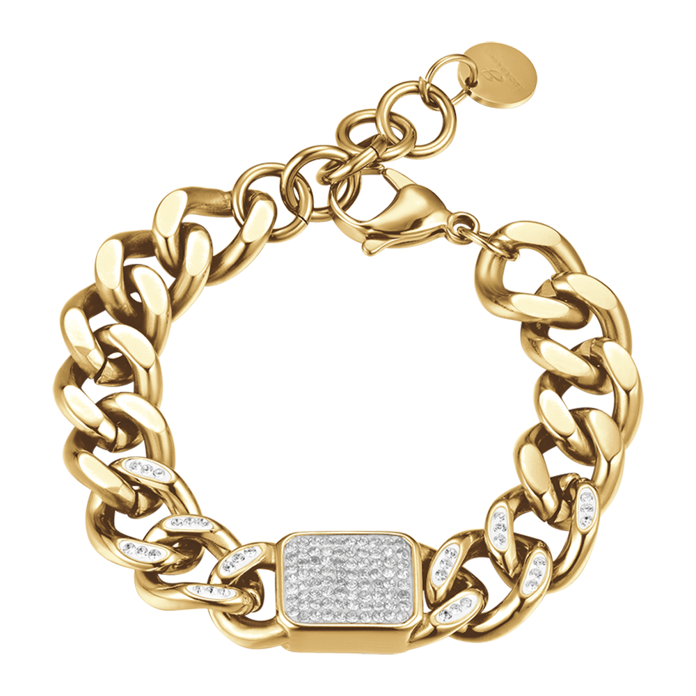 GOLD STEEL AND WHITE CRYSTAL WOMEN'S BRACELET