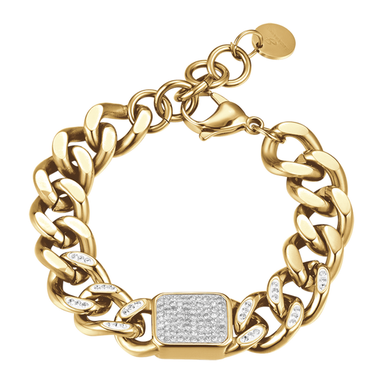 GOLD STEEL AND WHITE CRYSTAL WOMEN'S BRACELET