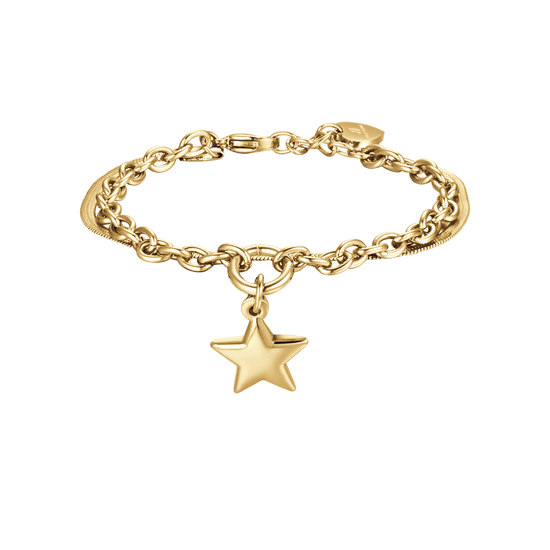 WOMAN'S IP GOLD STEEL BRACELET WITH STAR AND CIRCLE Luca Barra