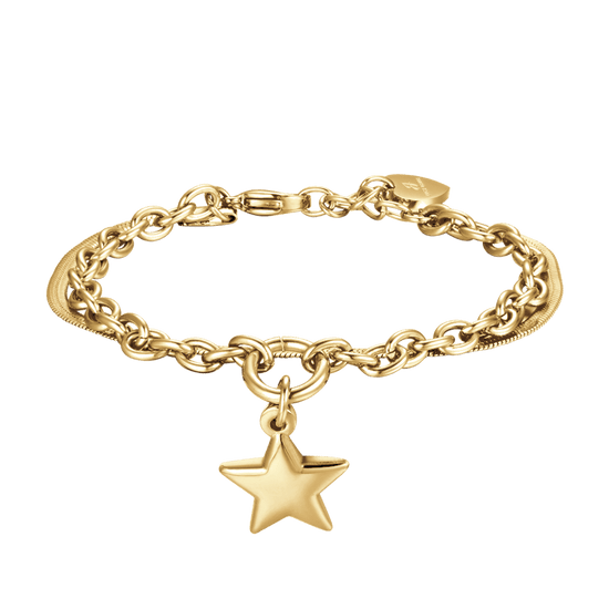 WOMEN'S IP GOLD STEEL BRACELET WITH STAR AND CIRCLE