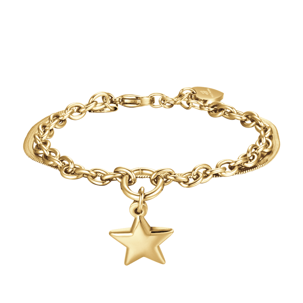 WOMAN'S IP GOLD STEEL BRACELET WITH STAR AND CIRCLE Luca Barra