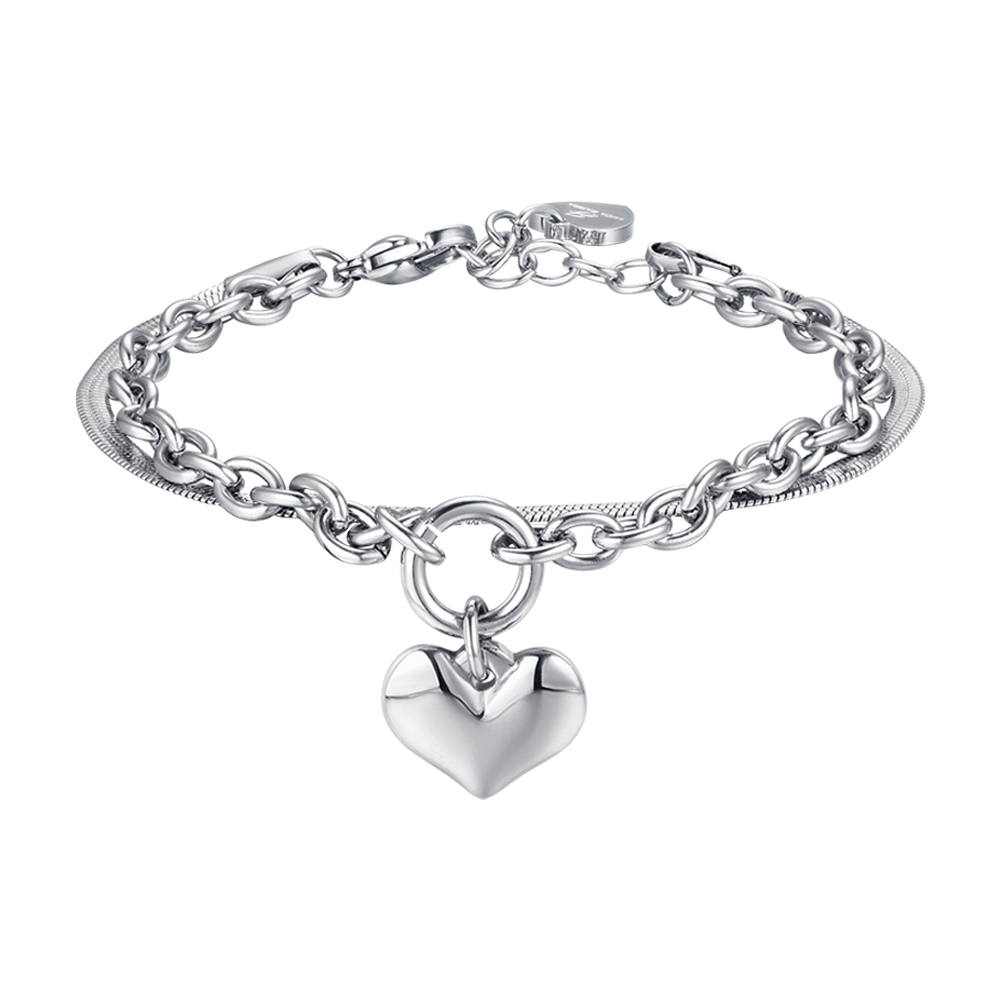 WOMAN'S BRACELET IN IP GOLD STEEL WITH HEART AND CIRCLE Luca Barra