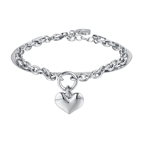 WOMAN'S BRACELET IN IP GOLD STEEL WITH HEART AND CIRCLE Luca Barra