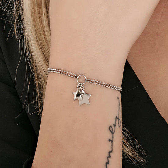 women's steel ip gold bracelet with stars luca barra