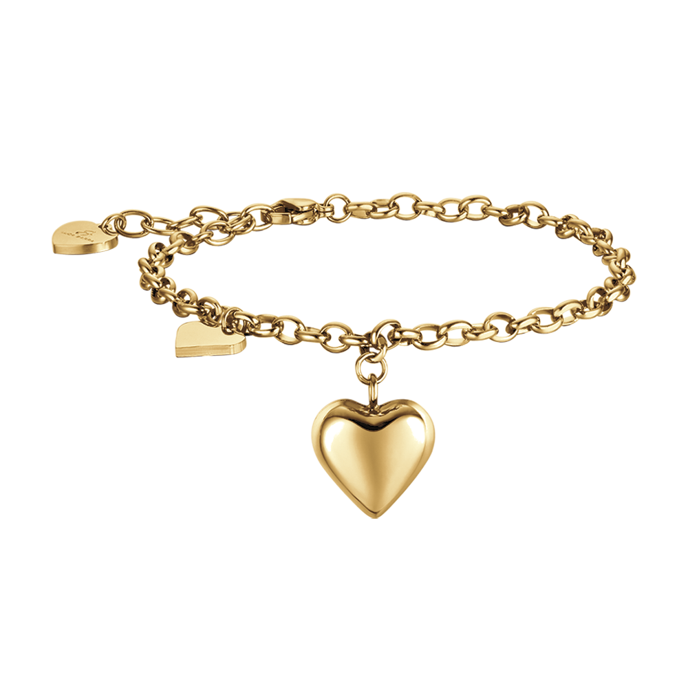 WOMAN'S IP GOLD STEEL BRACELET WITH HEARTS Luca Barra