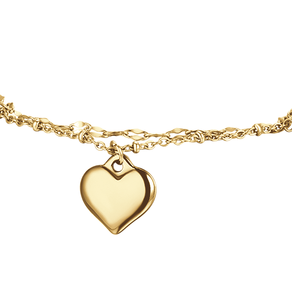 IP GOLD STEEL WOMEN'S BRACELET WITH HEART AND WHITE CRYSTALS