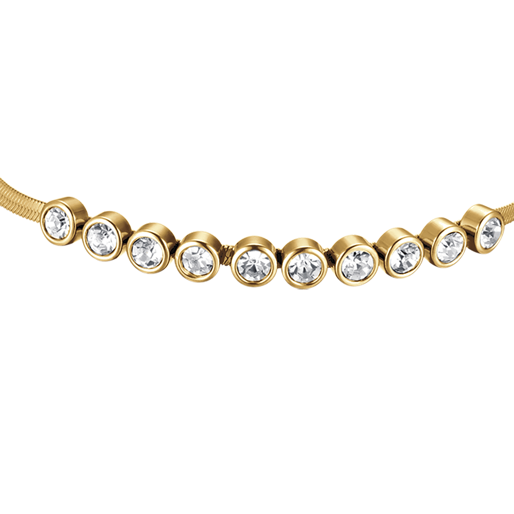 WOMEN'S IP GOLD STEEL BRACELET WITH WHITE STONES