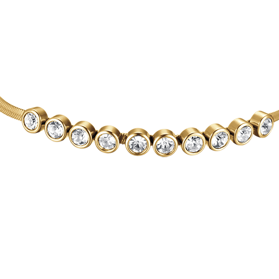 WOMEN'S IP GOLD STEEL BRACELET WITH WHITE STONES