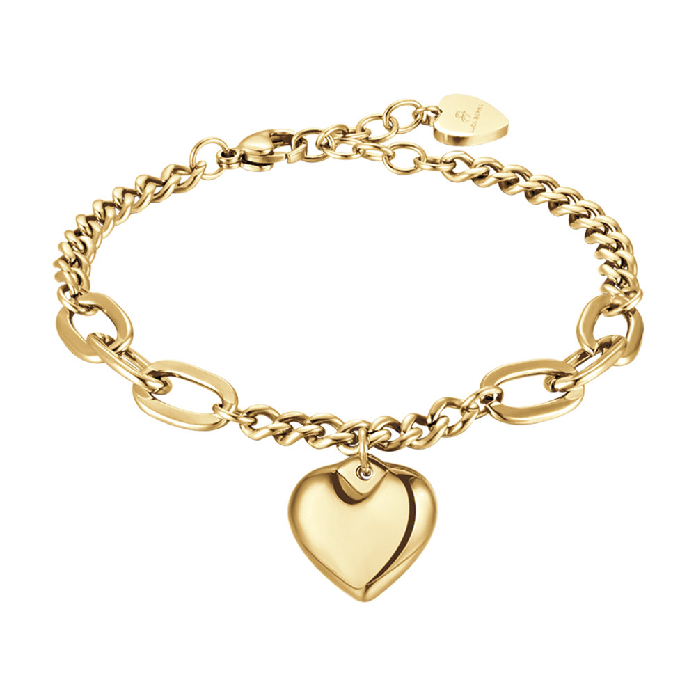 WOMAN'S GOLDEN STEEL BRACELET WITH FULL HEART Luca Barra