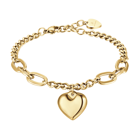 WOMAN'S GOLDEN STEEL BRACELET WITH FULL HEART Luca Barra