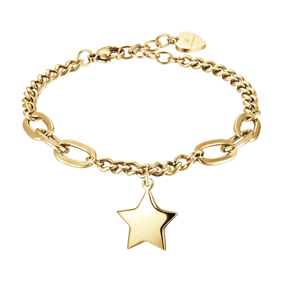 WOMEN'S IP GOLD STEEL BRACELET WITH FULL STAR