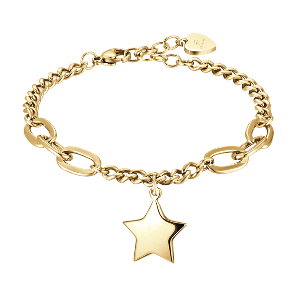 WOMEN'S IP GOLD STEEL BRACELET WITH FULL STAR