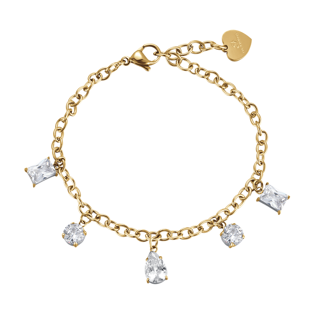 WOMAN'S BRACELET IN IP GOLD STEEL WITH WHITE CRYSTALS Luca Barra