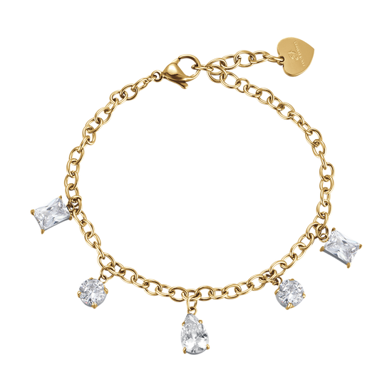 WOMAN'S BRACELET IN IP GOLD STEEL WITH WHITE CRYSTALS Luca Barra