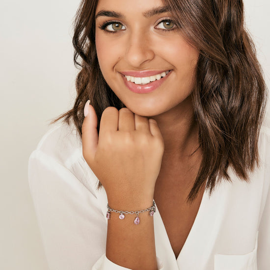 WOMAN'S BRACELET IN STEEL WITH PINK CRYSTALS Luca Barra