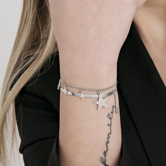 women's steel ip gold bracelet with star luca barra