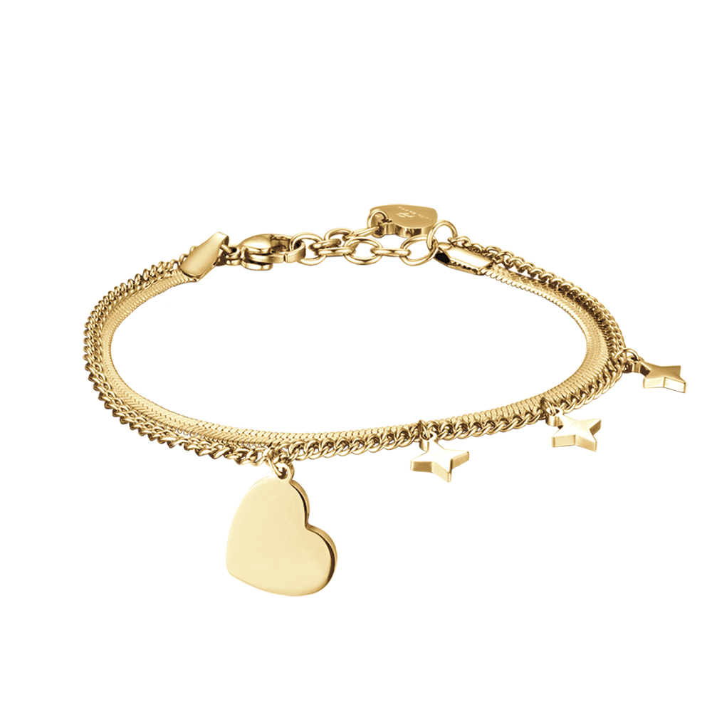 WOMEN'S IP GOLD STEEL BRACELET WITH HEART