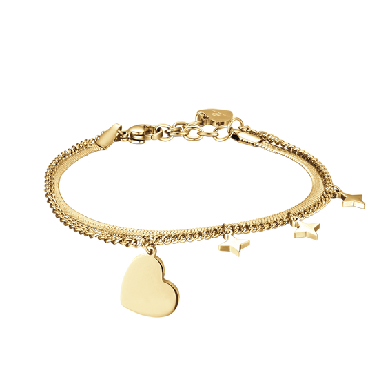 WOMEN'S IP GOLD STEEL BRACELET WITH HEART