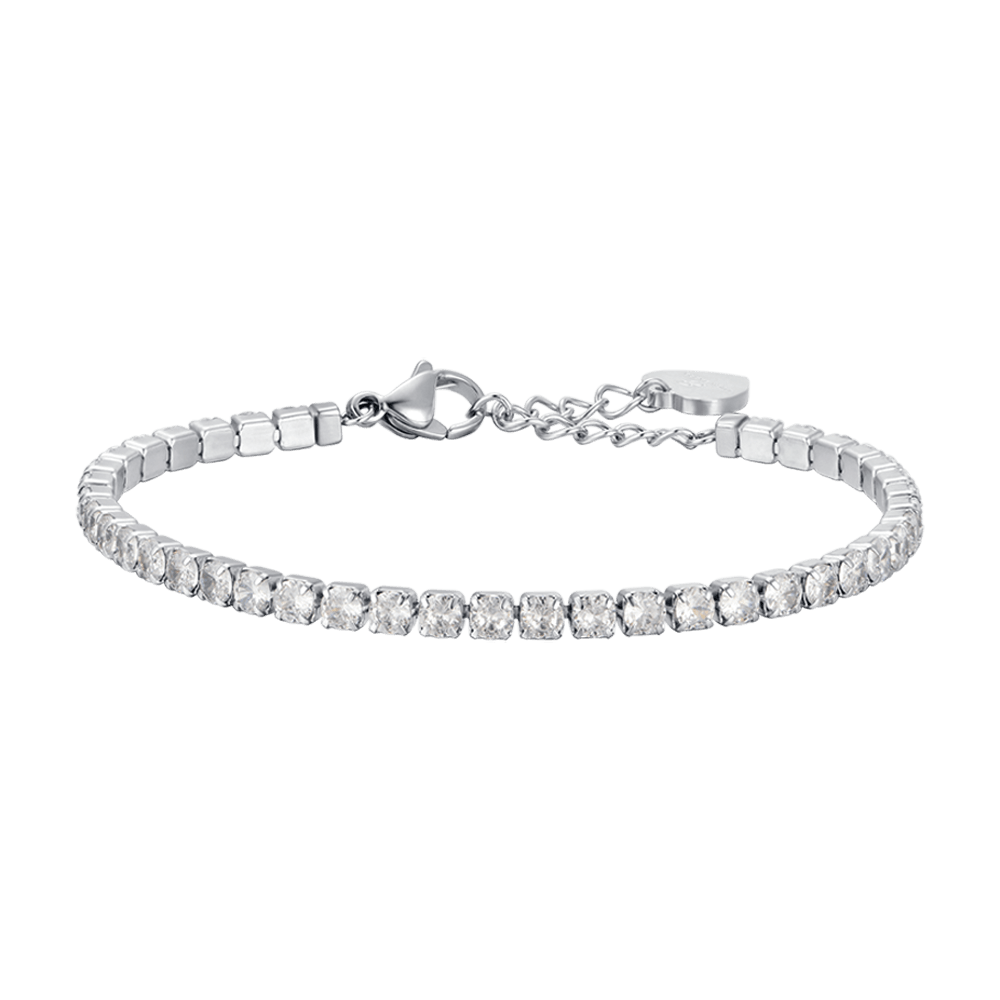 WOMAN'S TENNIS BRACELET IN STEEL WITH WHITE CRYSTALS Luca Barra