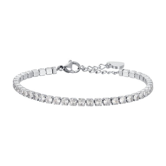 WOMEN'S STEEL TENNIS BRACELET WITH WHITE CRYSTALS