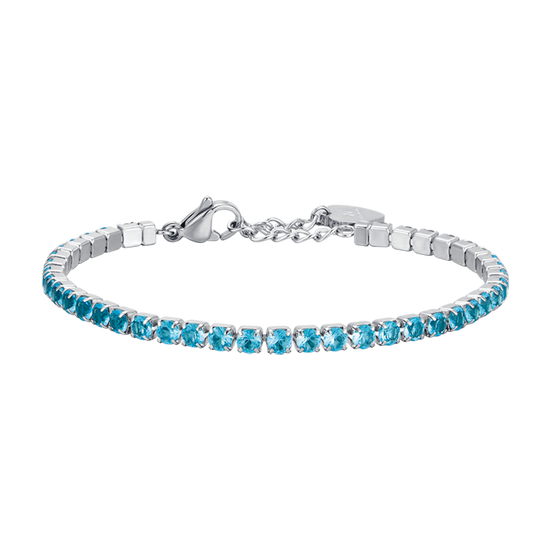 WOMEN'S STEEL TENNIS BRACELET WITH BLUE CRYSTALS