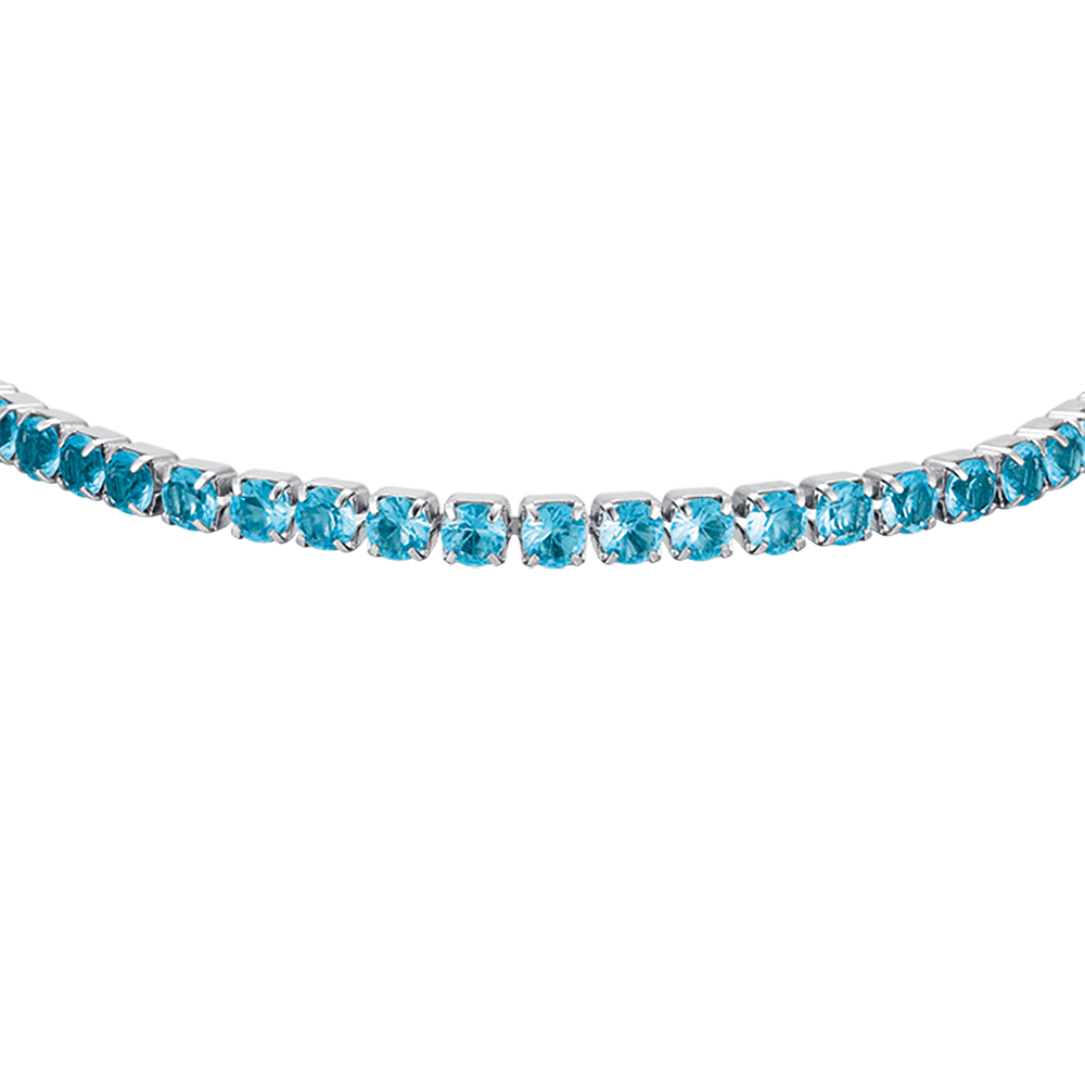 WOMEN'S STEEL TENNIS BRACELET WITH BLUE CRYSTALS