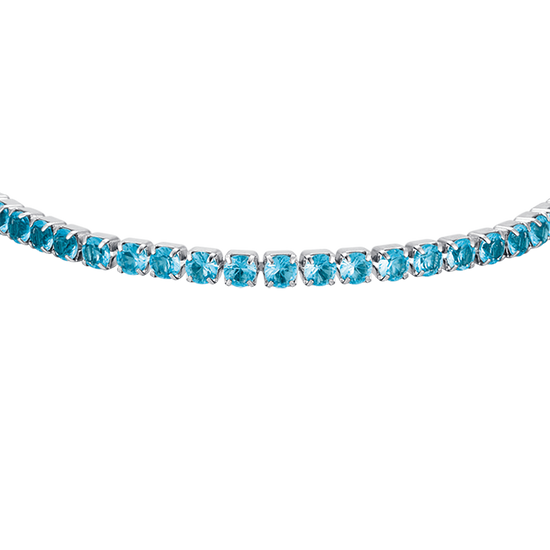 WOMEN'S STEEL TENNIS BRACELET WITH BLUE CRYSTALS