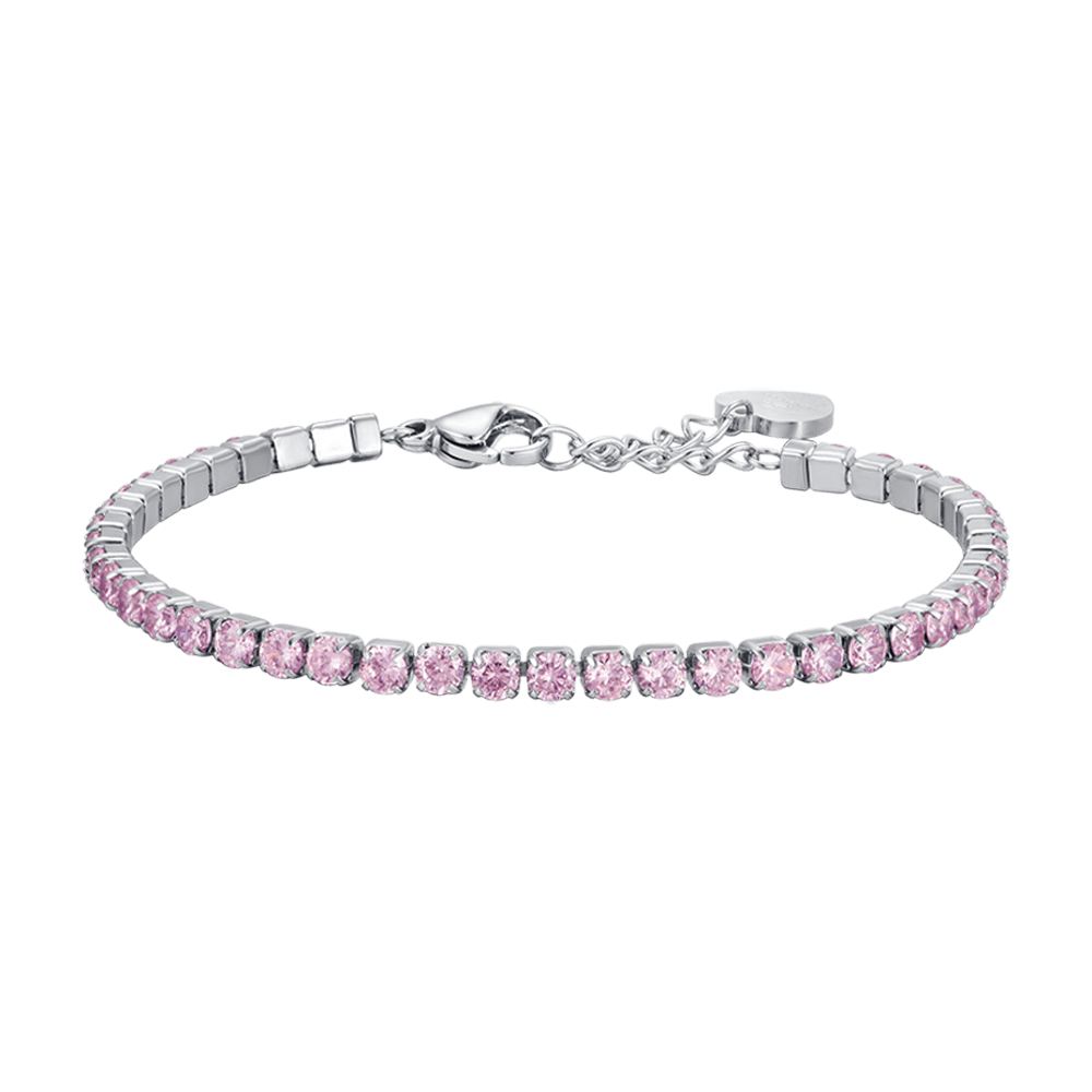 WOMAN'S TENNIS BRACELET IN STEEL WITH PINK CRYSTALS Luca Barra