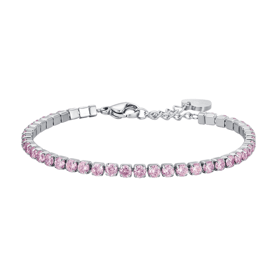 WOMAN'S TENNIS BRACELET IN STEEL WITH PINK CRYSTALS Luca Barra