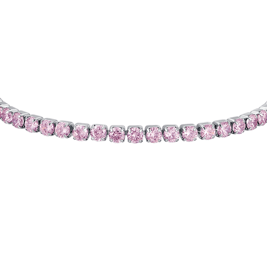 WOMAN'S TENNIS BRACELET IN STEEL WITH PINK CRYSTALS Luca Barra