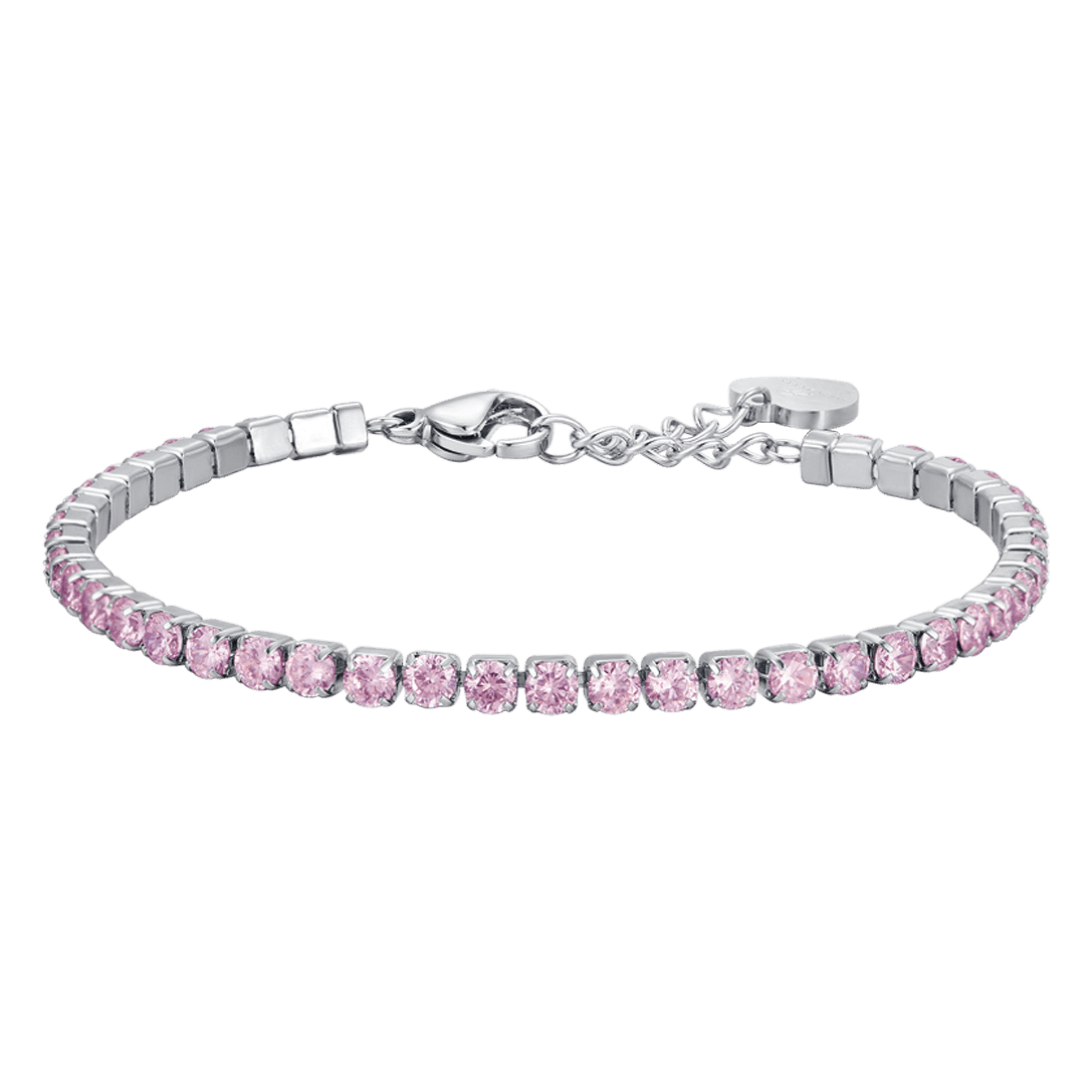 WOMAN'S TENNIS BRACELET IN STEEL WITH PINK CRYSTALS Luca Barra