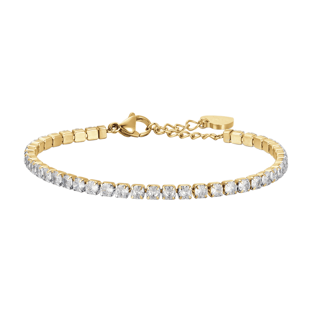 WOMAN'S TENNIS BRACELET IN IP GOLD STEEL WITH WHITE CRYSTALS Luca Barra