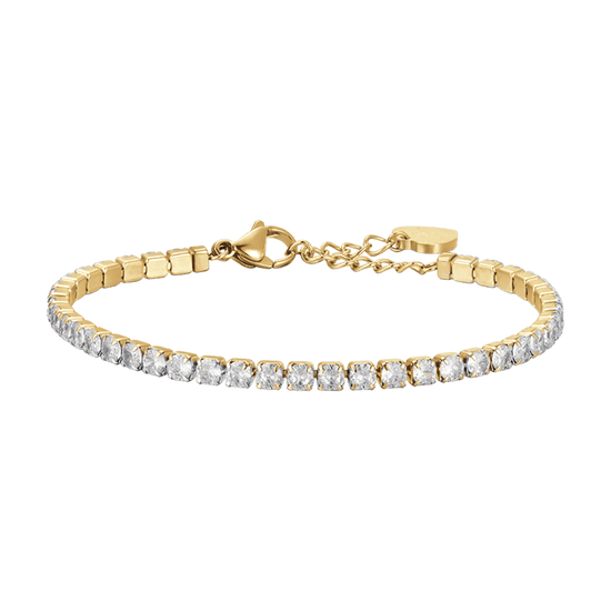 WOMAN'S TENNIS BRACELET IN IP GOLD STEEL WITH WHITE CRYSTALS Luca Barra