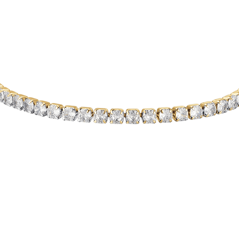 WOMAN'S TENNIS BRACELET IN IP GOLD STEEL WITH WHITE CRYSTALS Luca Barra