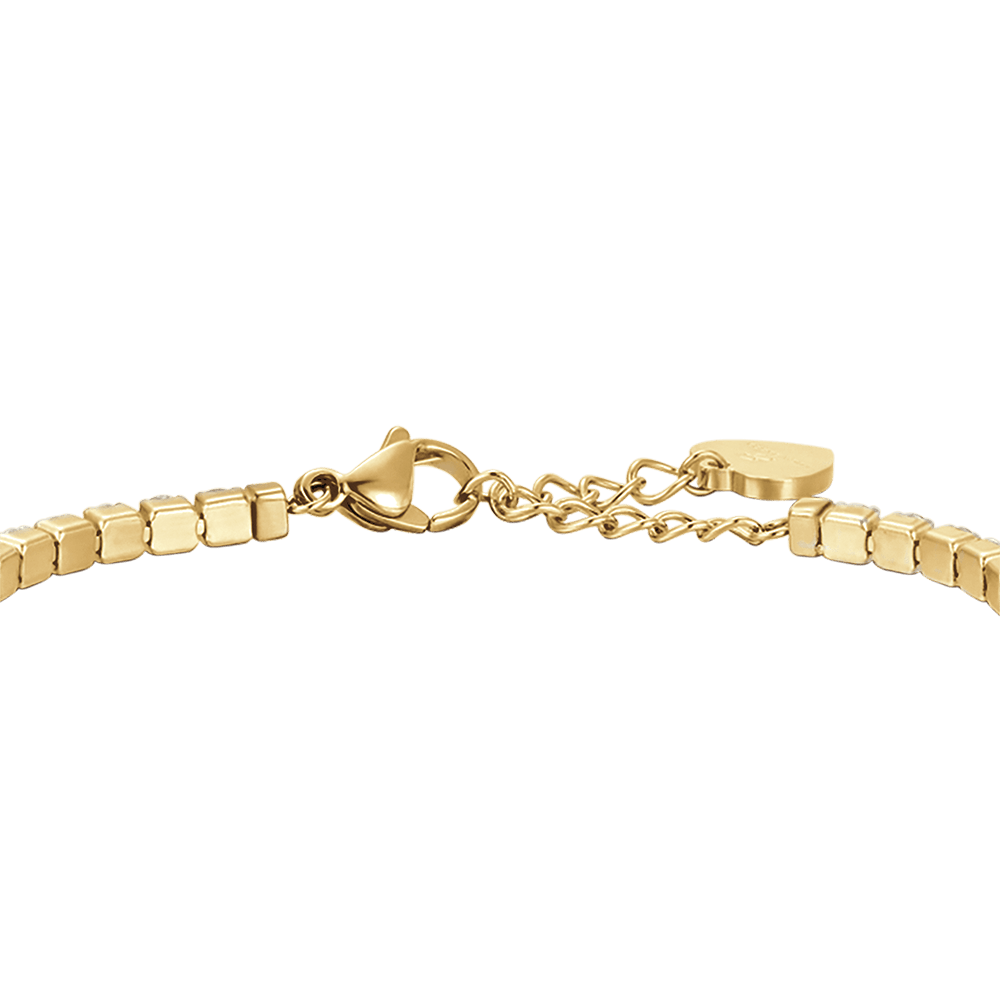 WOMAN'S TENNIS BRACELET IN IP GOLD STEEL WITH WHITE CRYSTALS Luca Barra