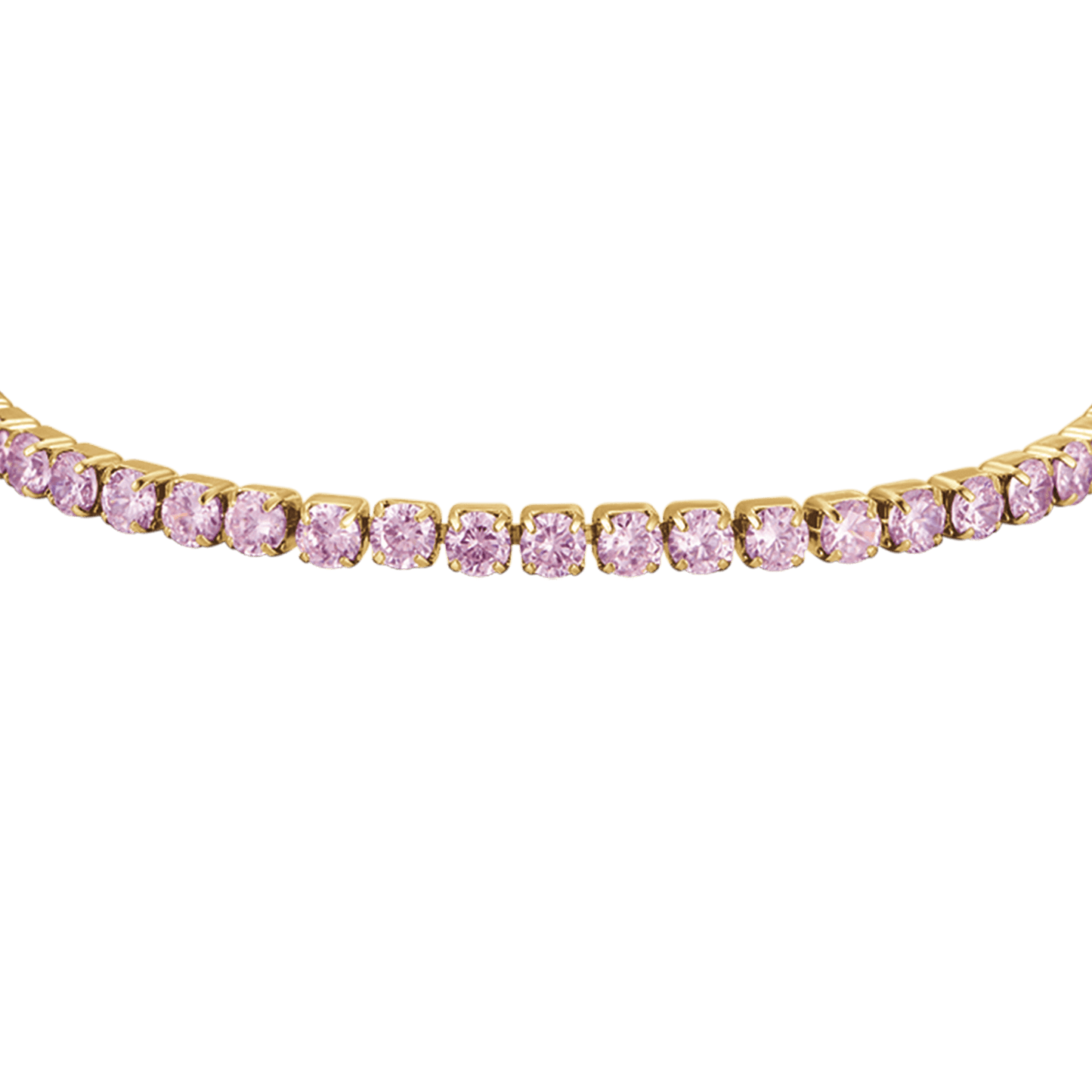 WOMAN'S TENNIS BRACELET IN IP GOLD STEEL WITH PINK CRYSTALS Luca Barra