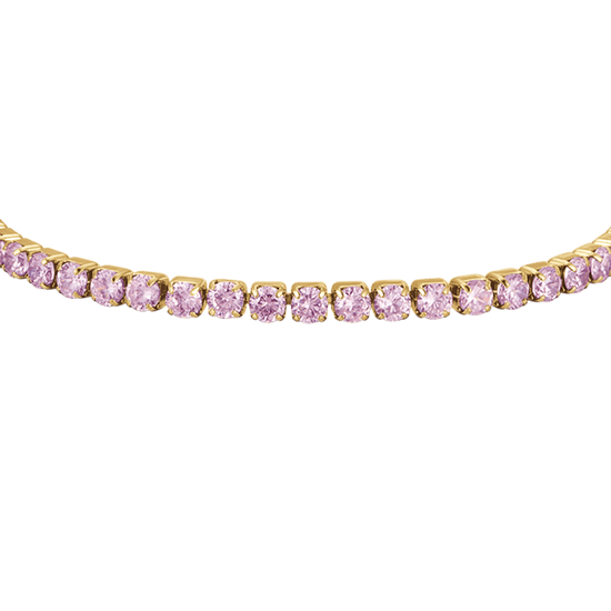 WOMAN'S TENNIS BRACELET IN IP GOLD STEEL WITH PINK CRYSTALS Luca Barra