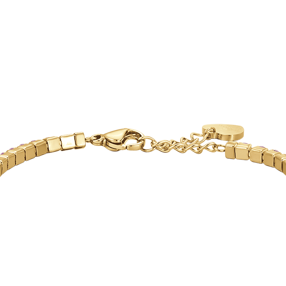 WOMAN'S TENNIS BRACELET IN IP GOLD STEEL WITH PINK CRYSTALS Luca Barra