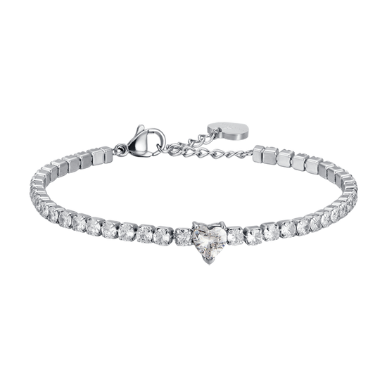 WOMAN'S BRACELET IN STEEL WITH WHITE CRYSTALS AND CRYSTAL HEART Luca Barra